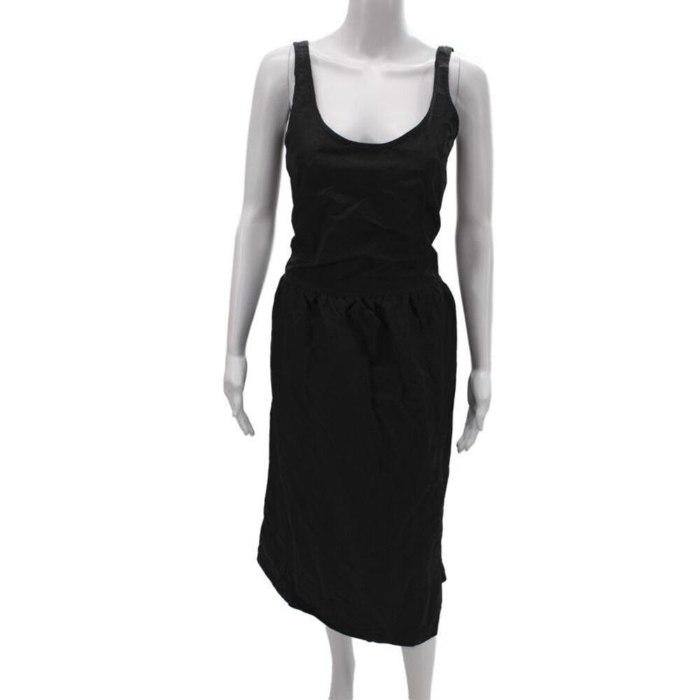 Zara Womens Tank Dress Black Scoop Neck Sleeveless Minimalist Size XS